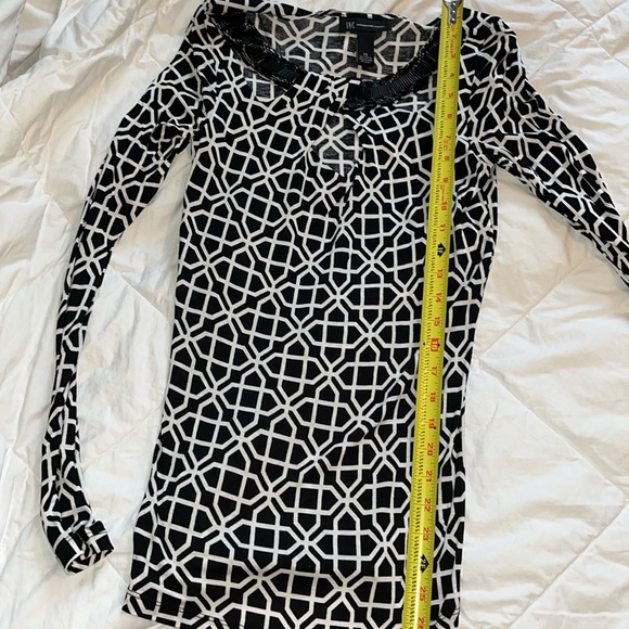 NWOT Inc International Concepts Inc black & white beaded neck top xs - Picture 8 of 13